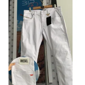 Jean Premium de alta calidad para hombre, corte moderno, color blanco clásico