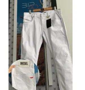 Jean Premium de alta calidad para hombre, corte moderno, color blanco clásico