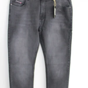 Jean Premium de alta calidad para hombre, corte moderno, color gris humo clásico con bordados en monedero y bolsillos traseros