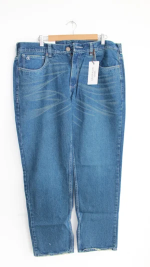 Jean Premium de alta calidad para hombre, corte moderno, color azul medio, bordado CK en monedero