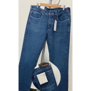 Jean Premium de alta calidad para hombre, corte moderno, color azul oscuro con bigotes, bordado CK en monedero