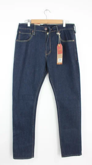 Jean Premium de alta calidad para hombre, corte moderno, color azul oscuro clásico, pines y botón contramarcado