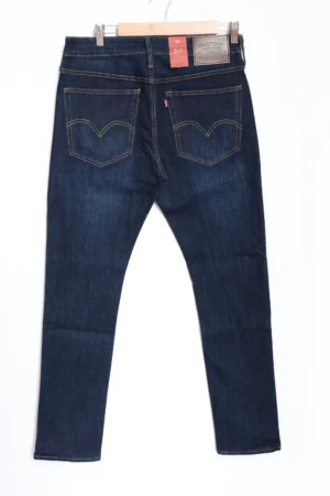 Jean Premium de alta calidad para hombre, corte moderno, color azul oscuro clásico con bigotes, pines y botón contramarcado
